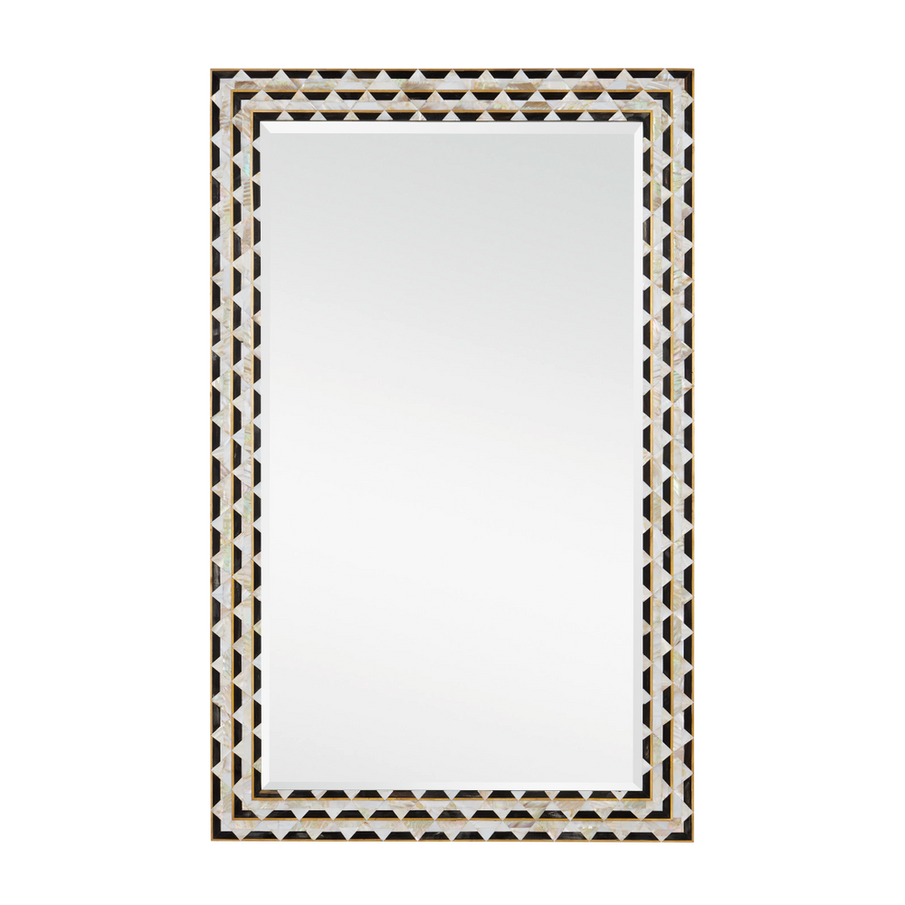 Macy Rectangular Mirror - Elegant Artisanal Design with Mother of Pearl, Horn & Brass Frame