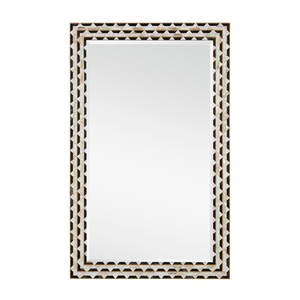 Macy Rectangular Mirror - Elegant Artisanal Design with Mother of Pearl, Horn & Brass Frame