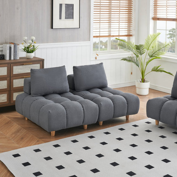 English Elm 90 Teddy Sofa 90in Plush Apartment-Ready 3-Seater with Solid Wood Legs, Sponge Cushions, Cozy Appeal Gray W1658S00070