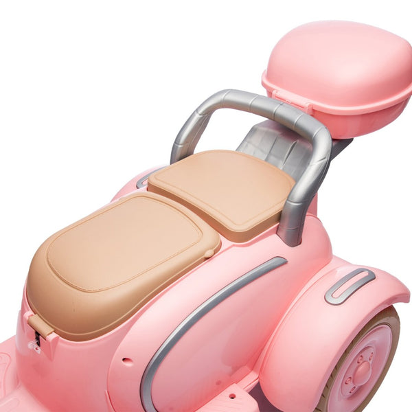 English Elm 12v Dual Motor Two Seater Kids Electric Ride on Motorcycle with Bluetooth Led and Trunk Pink W1578P268012