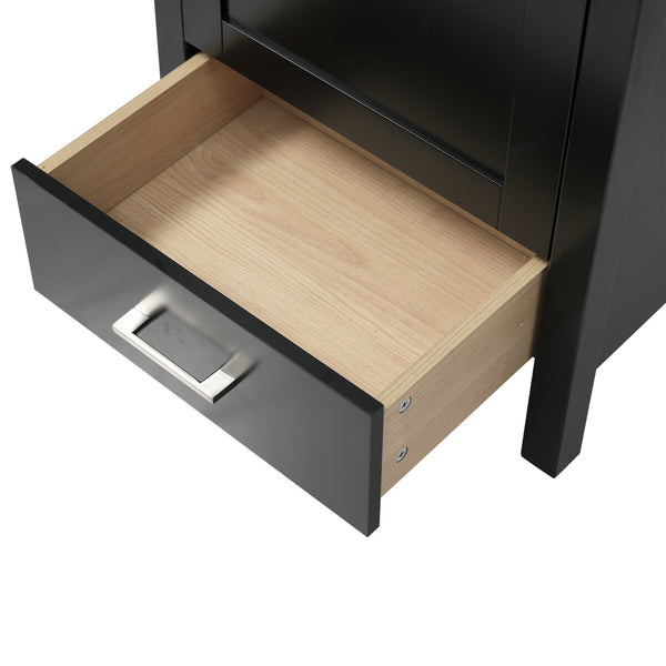 English Elm 20.28'' 20.28" Modern Bathroom Vanity with Ceramic Sink, Solid Wood Frame, Soft-Close Drawer & Cabinet - Space-Saving Design Black N729P277755B