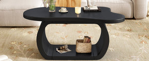 English Elm ON-TREND Cloud Coffee Table with Curved Legs, 1.5" Thick Round-Edge Top, Lightweight Stylish Accent for Living Room Black N721P262567B