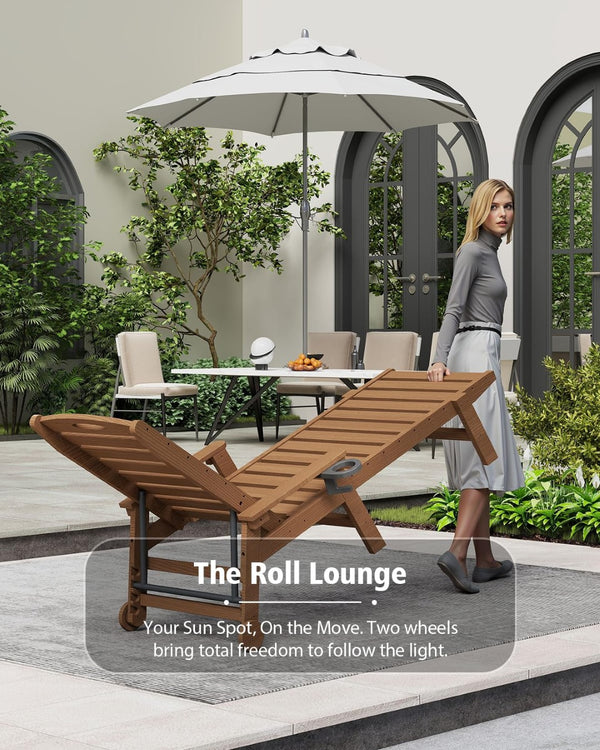 English Elm Pool Chaise Lounge Set Two Chairs Hdpe Outdoor Reclining Patio Sunbathing Furniture Brown W1859S00217