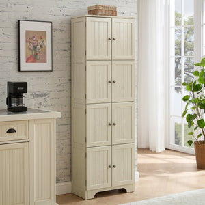English Elm 72.4" Tall Storage Cabinet with 8 Doors and 4 Shelves, Oak Finish Large Freestanding Organizer for Home White W2275P292650