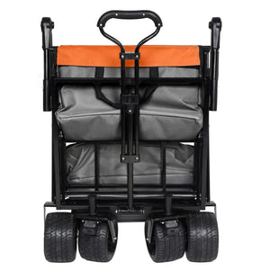 English Elm With Canopy and Steel Frame Collapsible Wagon All-terrain Heavy Duty Outdoor Cart W2932P326776