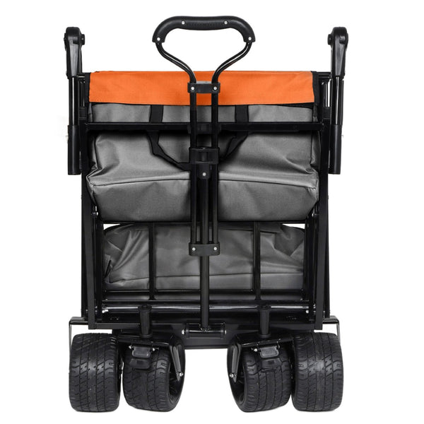 English Elm With Canopy and Steel Frame Collapsible Wagon All-terrain Heavy Duty Outdoor Cart W2932P326776