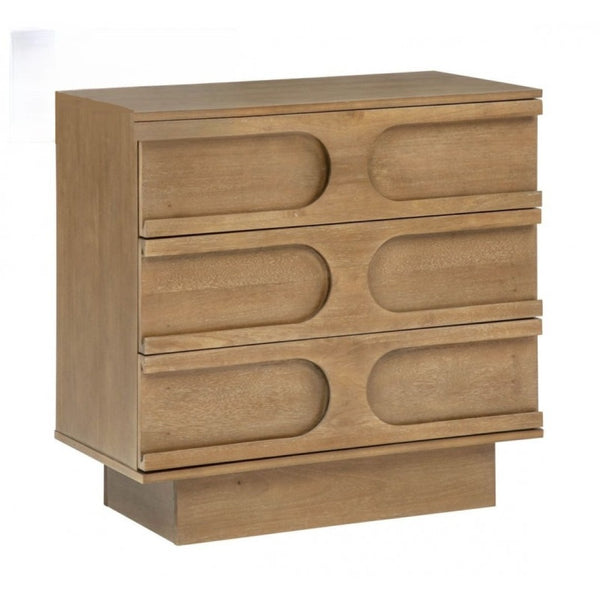English Elm Modern Rubberwood Sideboard with Carved Oval Drawer Fronts Sand Washed Oak Finish B011P474820