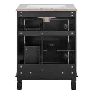 English Elm 24" French-Inspired Bathroom Vanity With Ceramic Sink, 2 Soft-Close Drawers & Adjustable Shelf N710P318989B