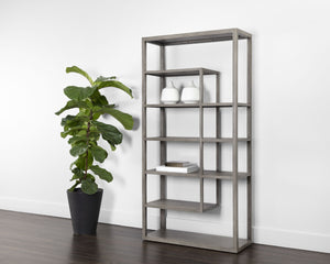 Sunpan KENZIE Bookcase - Stylish Grey Mango Wood Storage with Artisan Craftsmanship for Home & Office Decor 109601