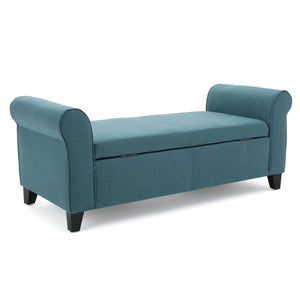 English Elm Christopher Knight Home® - HAYES Armed Storage Bench with Rolled Arms and Plush Upholstery — Compact Storage Seating for Homes Teal 57735.00DTE
