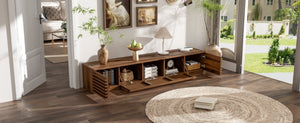 English Elm 70 Inch Walnut Media Console Low Profile Tv Stand with Soft Close Flip Doors N710P374711P