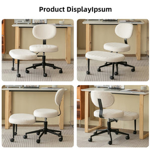 English Elm Ergonomic Cross Legged Office Chair with Lumbar Support Swivel Base and Rolling Casters White W3394P419035