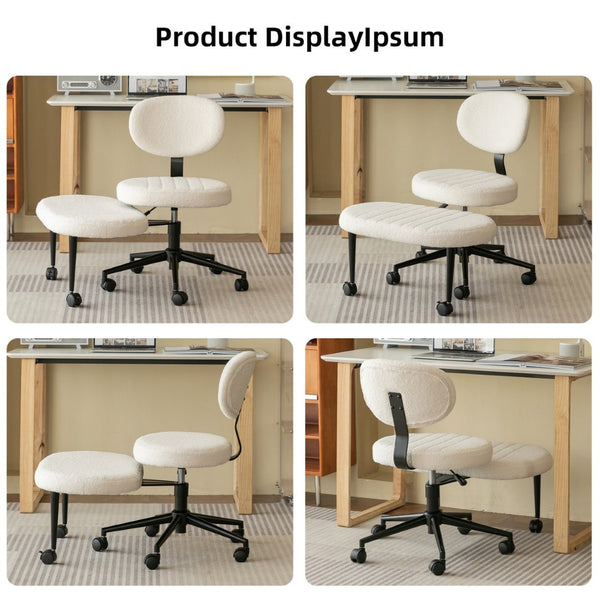 English Elm Ergonomic Cross Legged Office Chair with Lumbar Support Swivel Base and Rolling Casters White W3394P419035