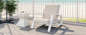 English Elm Christopher Knight Home® - Patio Lounge Chair: Weather-Resistant Beige Cushion & Durable White Acacia Wood For Ultimate Comfort N779P291591W