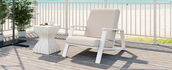 English Elm Christopher Knight Home® - Patio Lounge Chair: Weather-Resistant Beige Cushion & Durable White Acacia Wood For Ultimate Comfort N779P291591W
