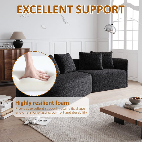 English Elm Modern Oversized Chenille Sectional Sofa - 112-Inch Curved Cloud Couch With 4 Pillows For Cozy Living W834P323319