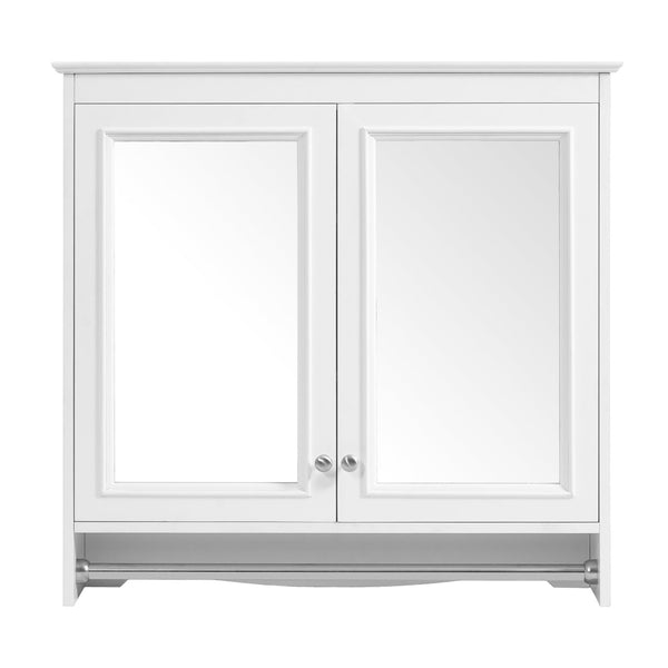 English Elm 3-in-1 Wall Mounted Medicine Cabinet with Soft Close Door Adjustable Shelves and Towel Bar White N710P405415K