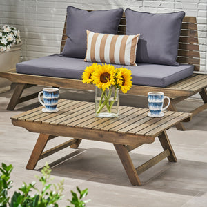 English Elm Christopher Knight Home® - SEDONA Acacia Outdoor Coffee Table with Open Slat Top, Durable Wood Design for Patio Living Spaces Grey 41.5 L x 28.25 W x 7.5 H 65811.00DGRY