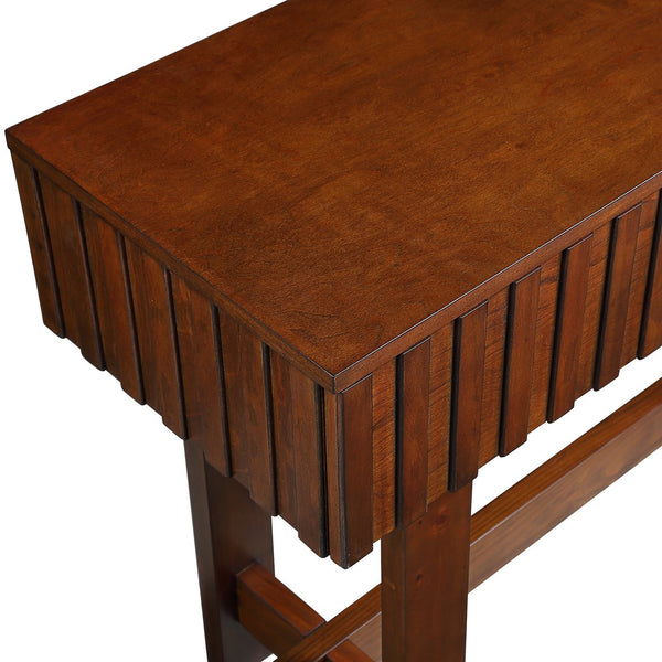 English Elm 52 Mid Century Fluted Console Table with 3 Smooth-Glide Drawers, Solid Pine Legs, Entryway Accent Cherry W1202P227360