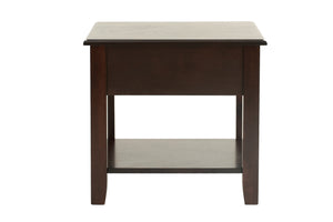English Elm Simple Contemporary End Table with Walnut Veneer Top and Solid Rubberwood Legs, Square 22" Accent Table Antique Black,Espresso 11 L x 24 W x 27 H HSESF00F6388