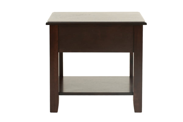 English Elm Simple Contemporary End Table with Walnut Veneer Top and Solid Rubberwood Legs, Square 22" Accent Table Antique Black,Espresso 11 L x 24 W x 27 H HSESF00F6388