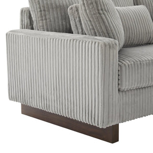 English Elm Modern Corduroy Upholstered Loveseat Sofa with Pocket Springs and Four Accent Pillows Grey N763S000040E