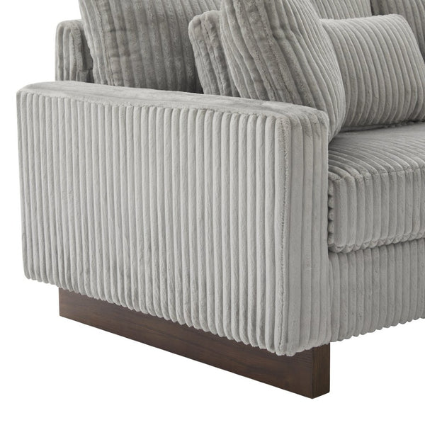English Elm Modern Corduroy Upholstered Loveseat Sofa with Pocket Springs and Four Accent Pillows Grey N763S000040E
