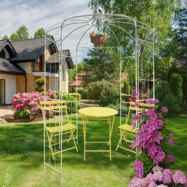 English Elm Metal Birdcage Pavilion Arch Powder Coated Steel Garden Gazebo for Outdoor Ceremonies W1586104488