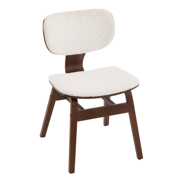 English Elm Christopher Knight Home® - Boucle Bentwood Side Chair in White Bouclé & Walnut Veneer — Plush Upholstery, 300 lb Capacity N776P194930W
