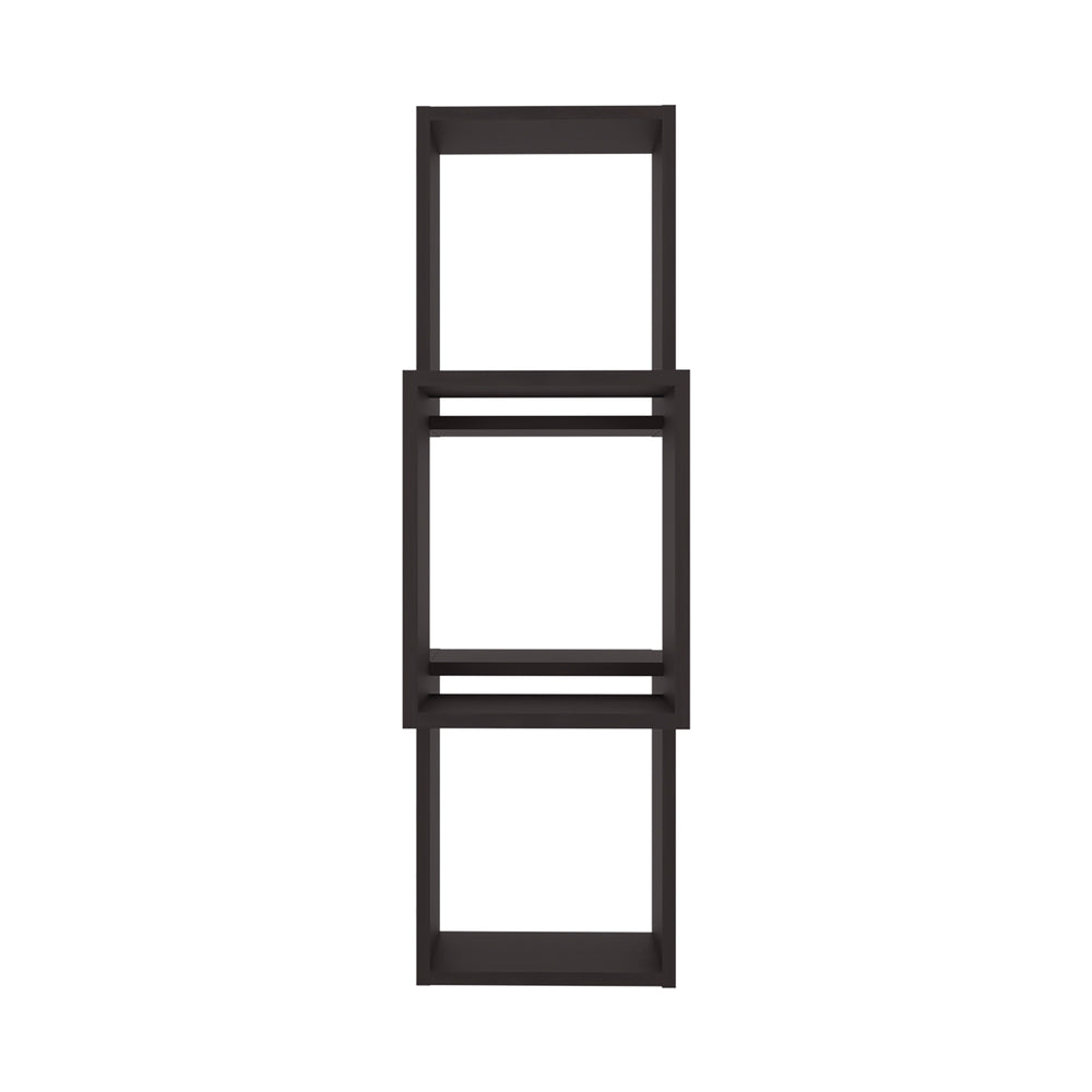 English Elm Wall Shelf Modern 3-Tier Black Wengue Engineered Wood 37.4" H x 13.2" W Space-Saving Display Unit B097P369443