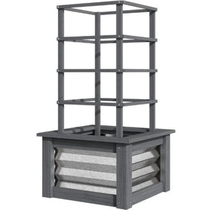English Elm Versatile Raised Garden Bed with Trellis Fir Wood Galvanized Steel Patio Planter T3971P422655