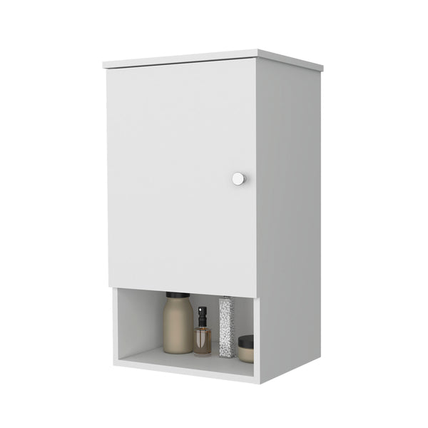 English Elm Carrizo Recessed Medicine Cabinet White Melamine with Door, 2 Shelves + Open Bottom Shelf, 28.6"H B128P237145