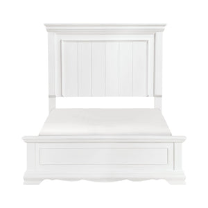 English Elm White Solid Wood Full Bed Frame with Tall Paneled Headboard Classic Cottage Style B011S02481