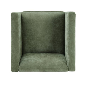 English Elm Modern Barrel Accent Chair Chenille Upholstered Wraparound Armchair for Any Room Green N763P336531F
