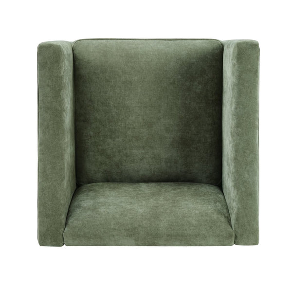 English Elm Modern Barrel Accent Chair Chenille Upholstered Wraparound Armchair for Any Room Green N763P336531F
