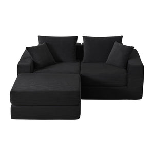 English Elm Modular Cloud Sectional Corduroy Sofa Deep Seat Comfort for Flexible Living Spaces Black W3396P435275