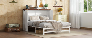 English Elm Murphy Cabinet Bed Full Pine Frame Built in Charging Station Drawer Studio Guest Room W504S00192
