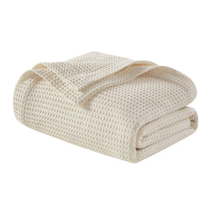 JLA Home Madison Park - Cotton Waffle Weave Blanket — Ultra-Soft 100% Breathable Cotton, OEKO-TEX Certified, Lightweight Year-Round Comfort 90 L x 108 W x 0.25H BR51N-3827