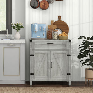 English Elm Homcom Modern Farmhouse Sideboard Buffet Cabinet With Storage Drawer & Barn Doors For Versatile Style W2225P229533