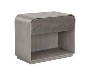 Sunpan Algarve Nightstand: Timeless Mid-Century Design with Antique Gold Accents and Unique Craftsmanship Grey