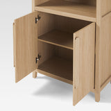 Chantelle Modern Arched Bookcase with Statement Wood Cabinet Pulls Coastal Oak WECHA41OS2CO0 Walker Edison