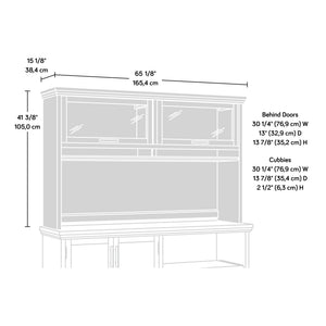 English Elm Hutch, Stylish Brown Finish With Glass Doors - Perfect For Organized Home Office Storage Solutions B356P367799