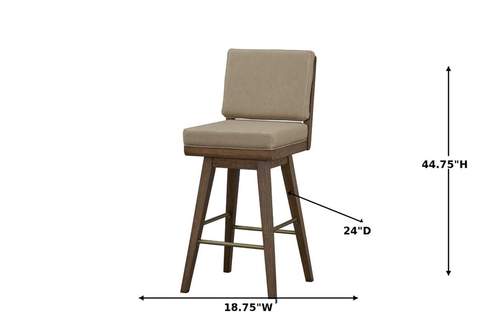 English Elm Latte Swivel Counterstool Set Wood Frame Auto-return Seat for Kitchen Islands Light Brown B2699P469527