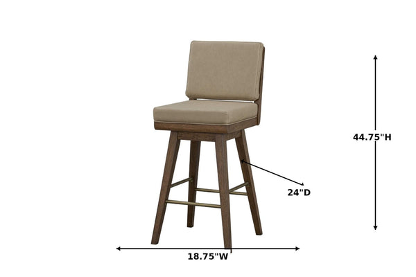English Elm Latte Swivel Counterstool Set Wood Frame Auto-return Seat for Kitchen Islands Light Brown B2699P469527