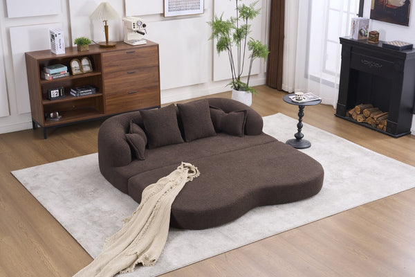 English Elm (old Sku W2231p392100) Chenille Sleeper Sofa Foldable Convertible Loveseat with Four Pillows Brown W2231P466739