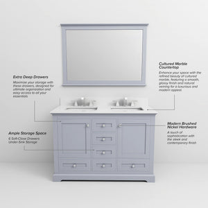 English Elm Dark Grey Double Bath Vanity With Cultured Marble Top, Faucet Set, & Ample Storage Solutions B2731P258331