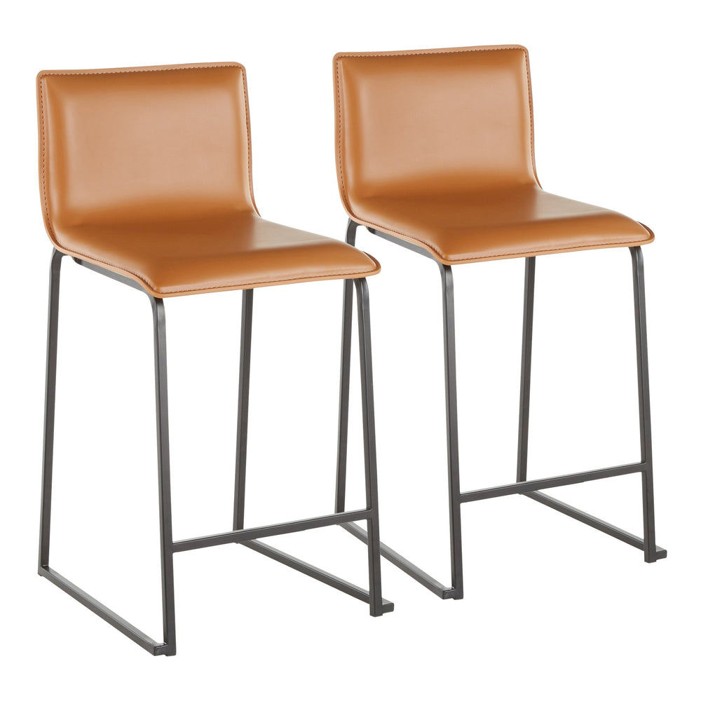English Elm Mara 26" Modern Counter Stools Set Of 2 In Black Metal & Camel Faux Leather – Stylish Comfort B202P222057