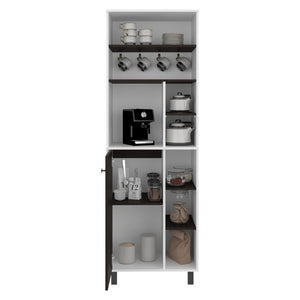 English Elm Evans Tall Coffee Station with Machine Compartment Open Shelves and Drawer in Walnut B097P481227