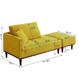 English Elm Indoor Boucle Chaise Lounge with Detachable Ottoman Convertible Daybed Bedroom Reading Nook Yellow W5515P438684