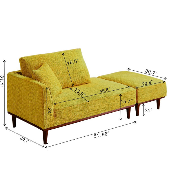 English Elm Indoor Boucle Chaise Lounge with Detachable Ottoman Convertible Daybed Bedroom Reading Nook Yellow W5515P438684